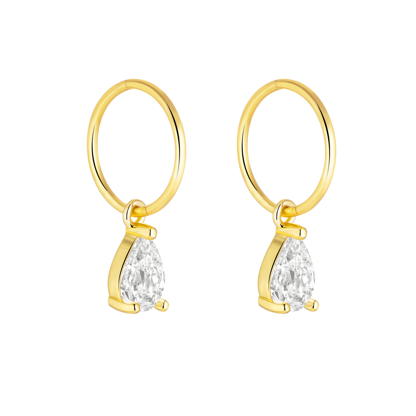 Gold Pear CZ Charm Earrings