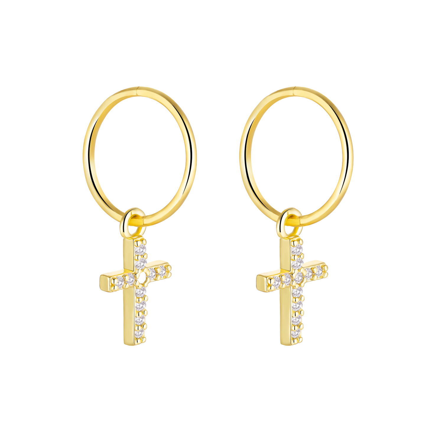 Gold Cross Charm Earrings
