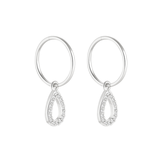 Silver Waterdrop Charm Earrings