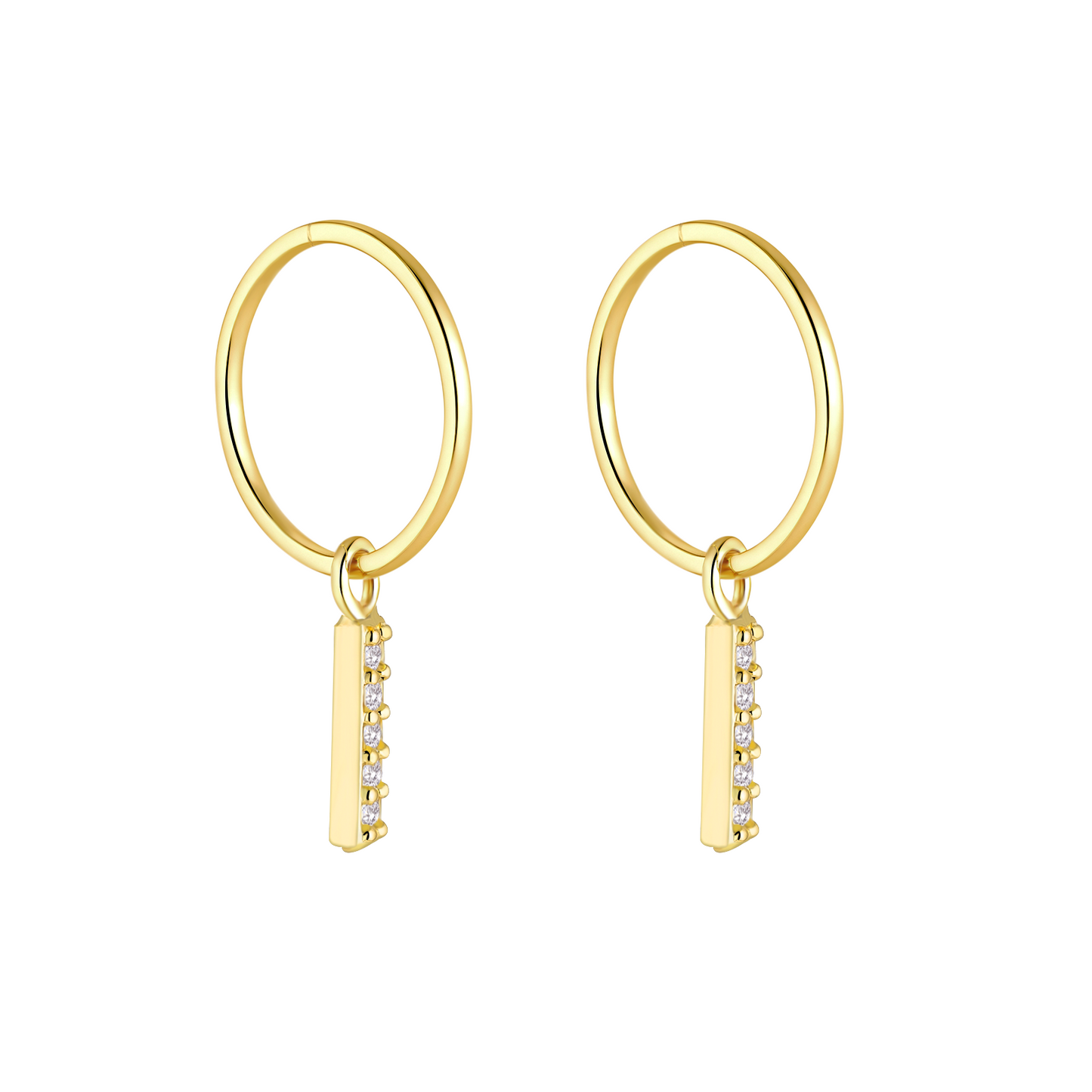 Gold Sparkle Bar Charm Earrings