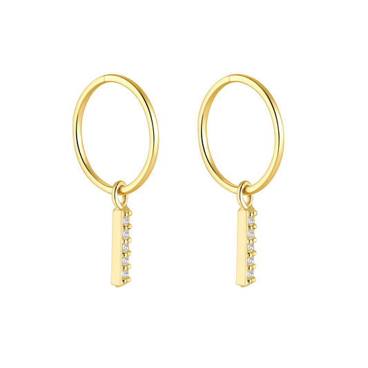 Gold Sparkle Bar Charm Earrings