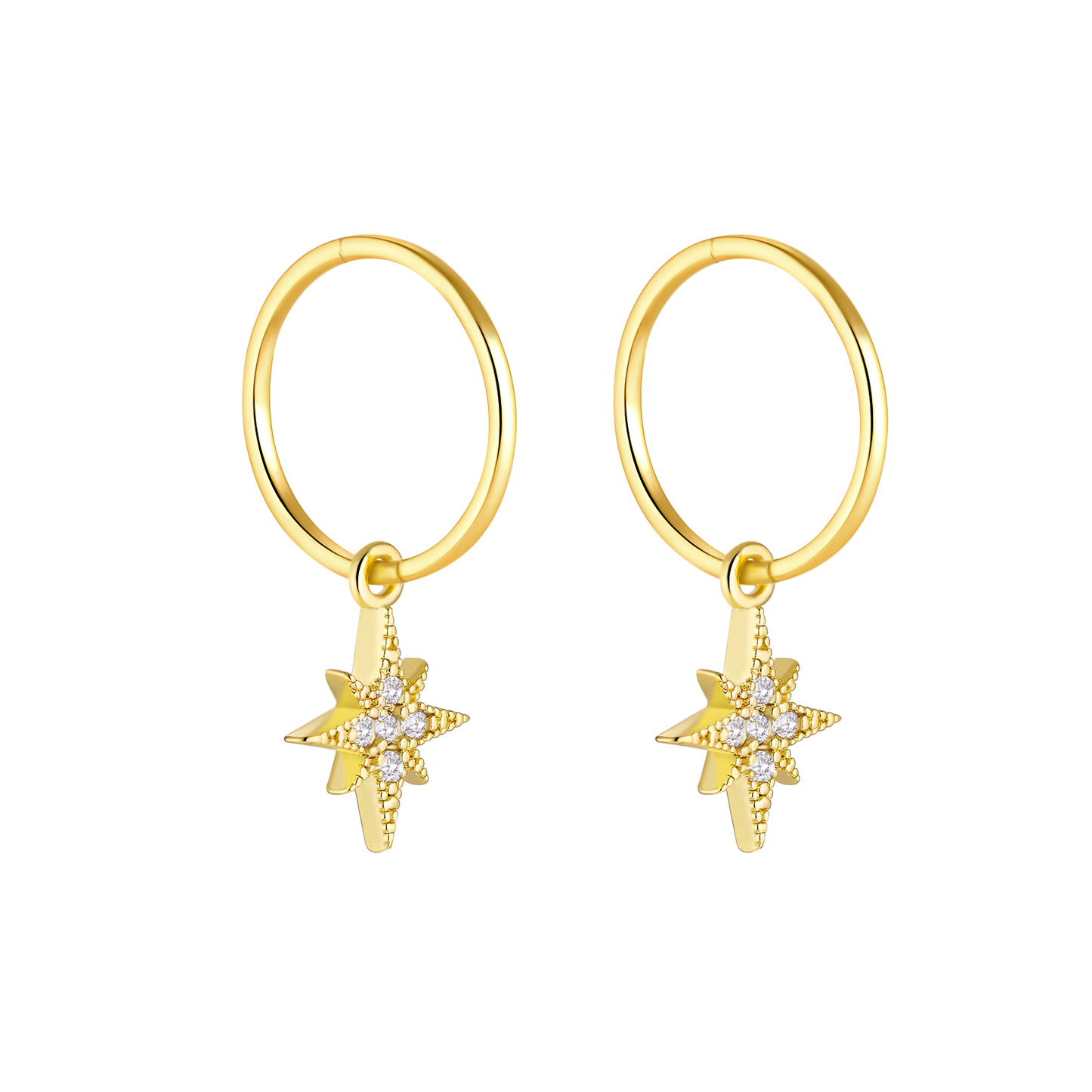 Gold Starburst Charm Earrings
