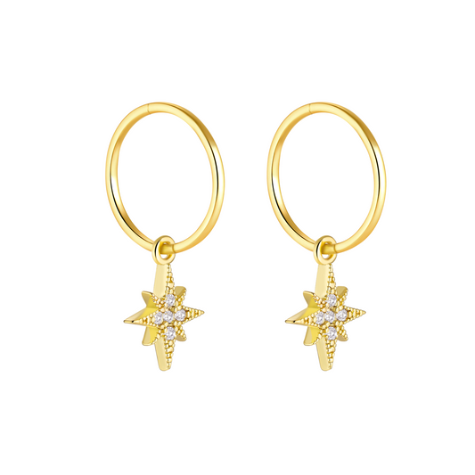 Gold Starburst Charm Earrings