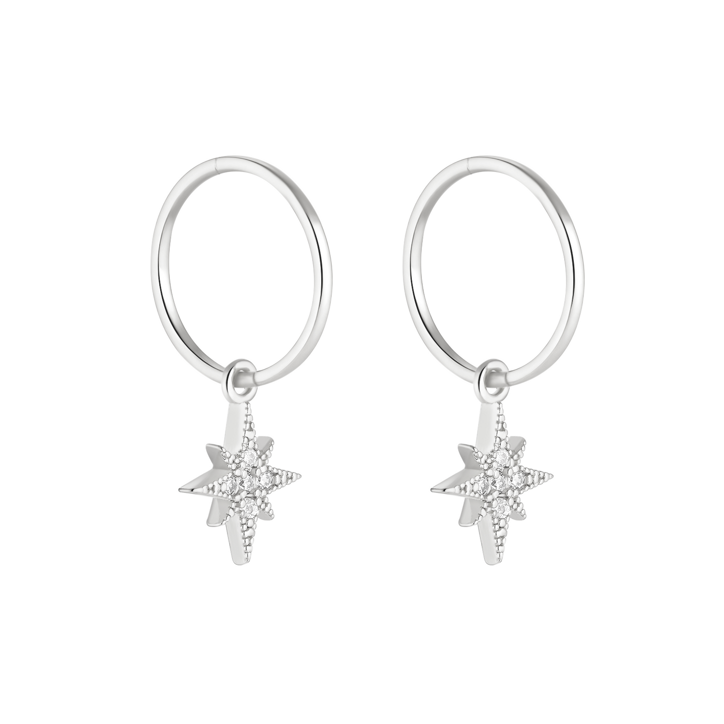 Silver Starburst Charm Earrings