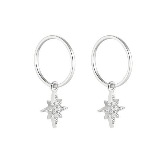 Silver Starburst Charm Earrings