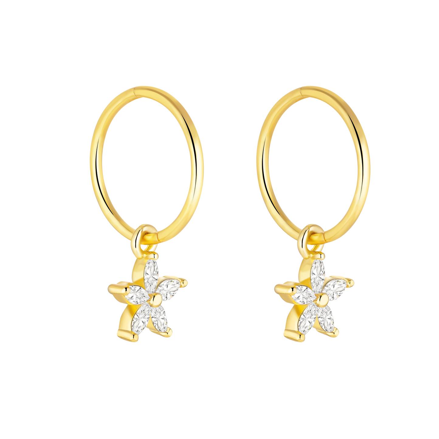 Gold Flower Charm Earrings