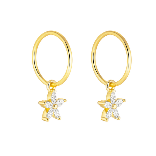 Gold Flower Charm Earrings