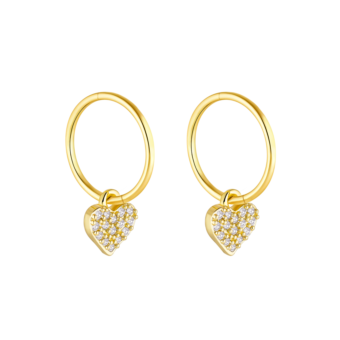 Gold Heart Charm Earrings
