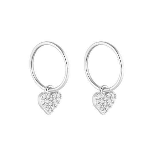 Silver Heart Charm Earrings