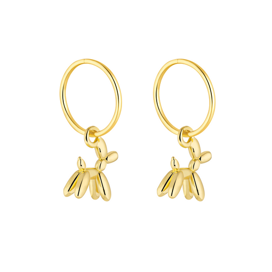 Gold Bubble Dog Charm Earrings