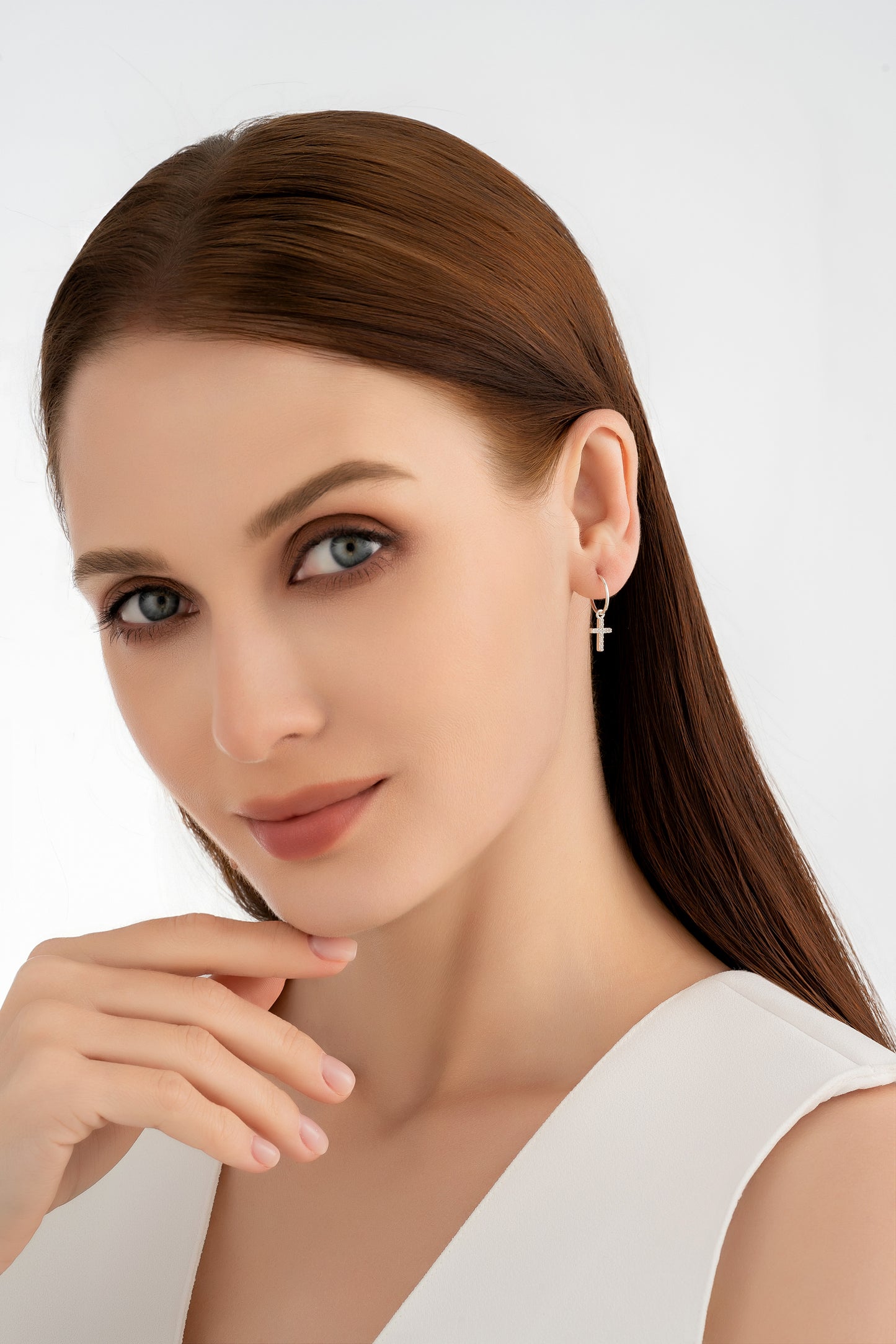 Silver Cross Charm Earrings