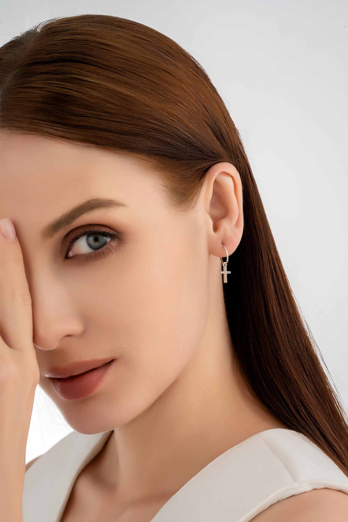 Silver Cross Charm Earrings