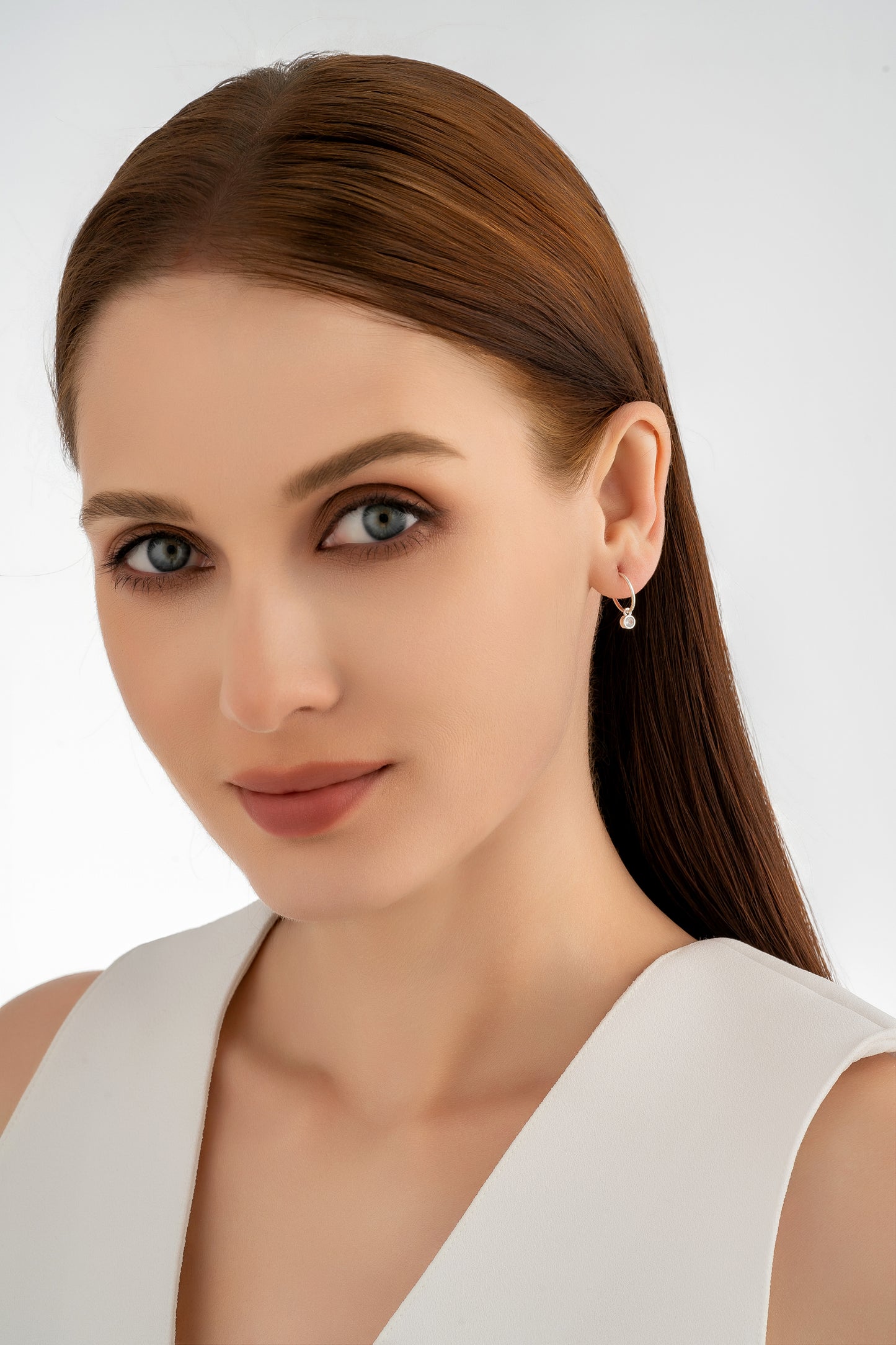 Silver Round Zirconia Charm Earrings