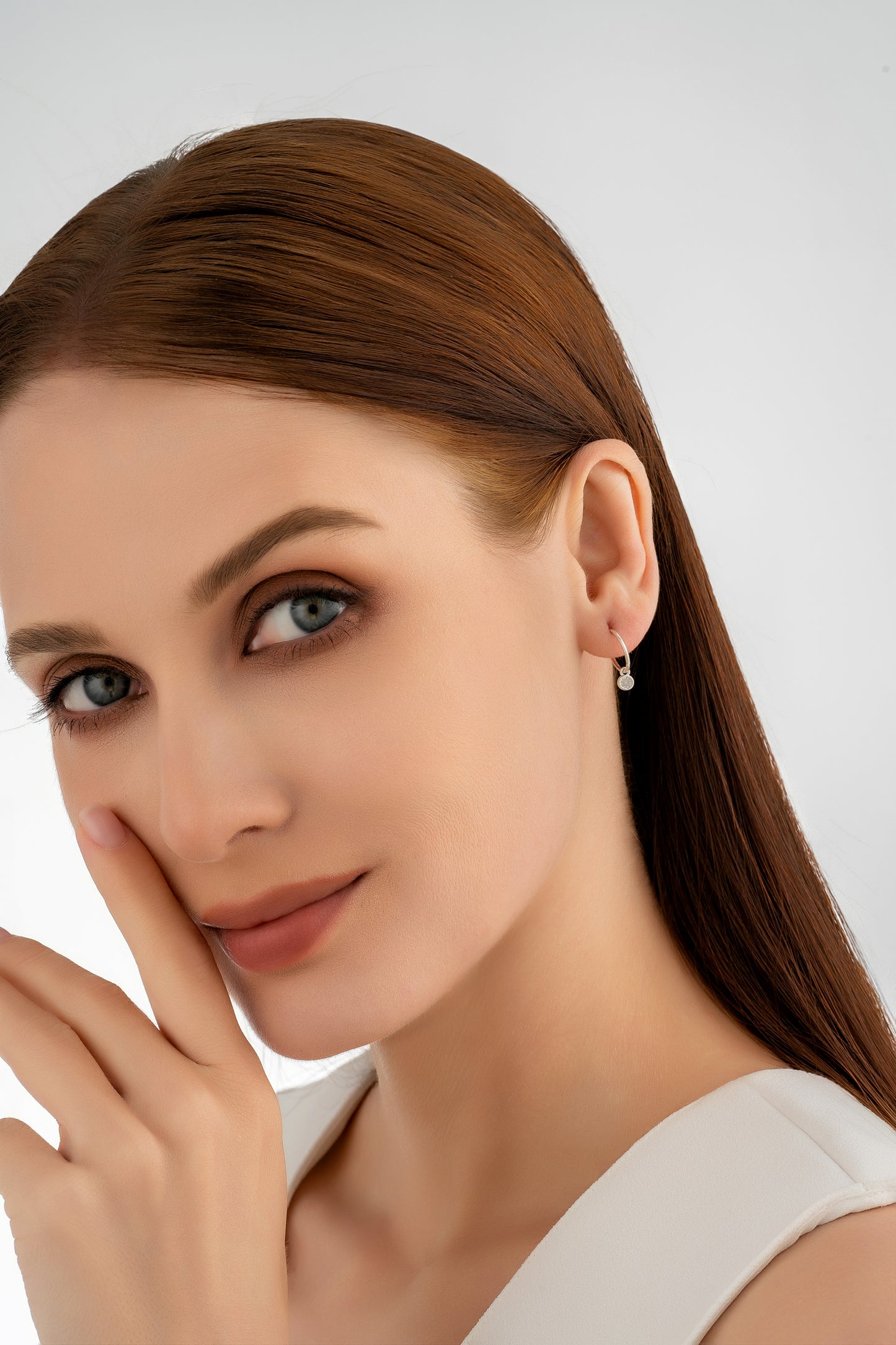Silver Round Zirconia Charm Earrings