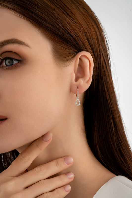 Silver Waterdrop Charm Earrings