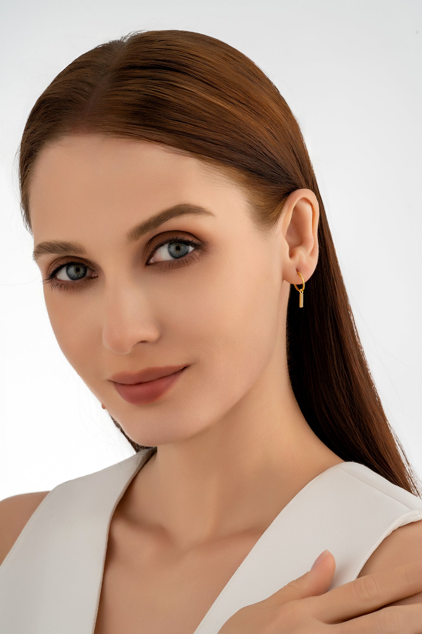 Gold Sparkle Bar Charm Earrings