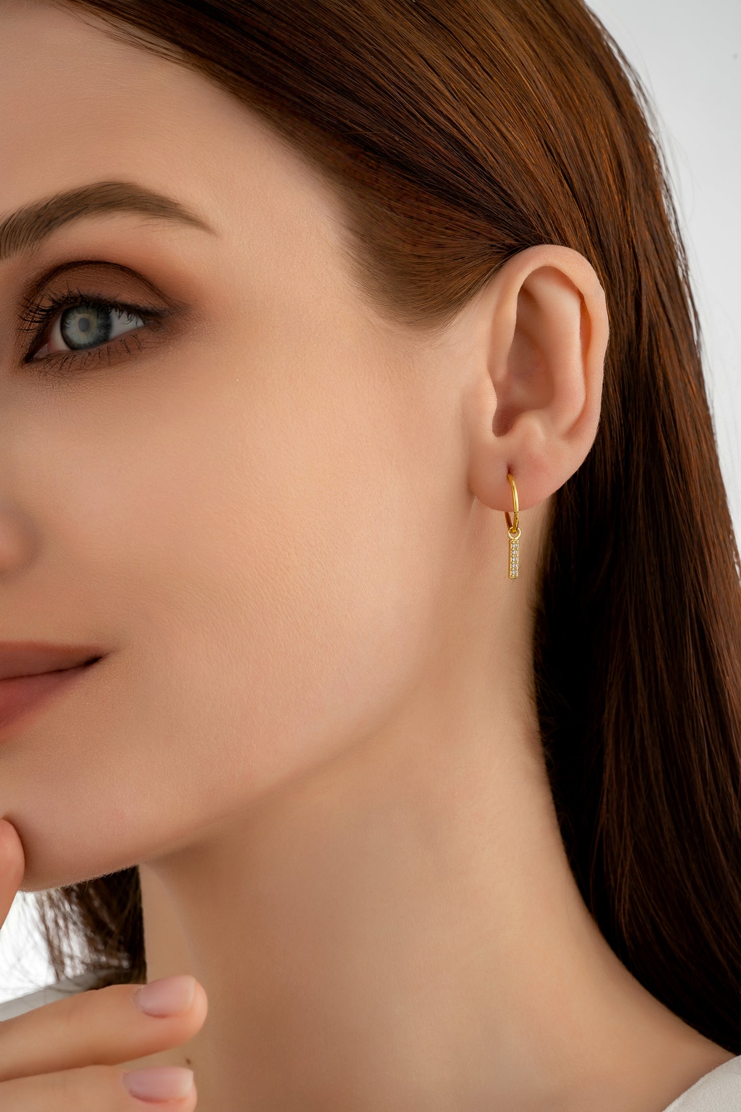 Gold Sparkle Bar Charm Earrings
