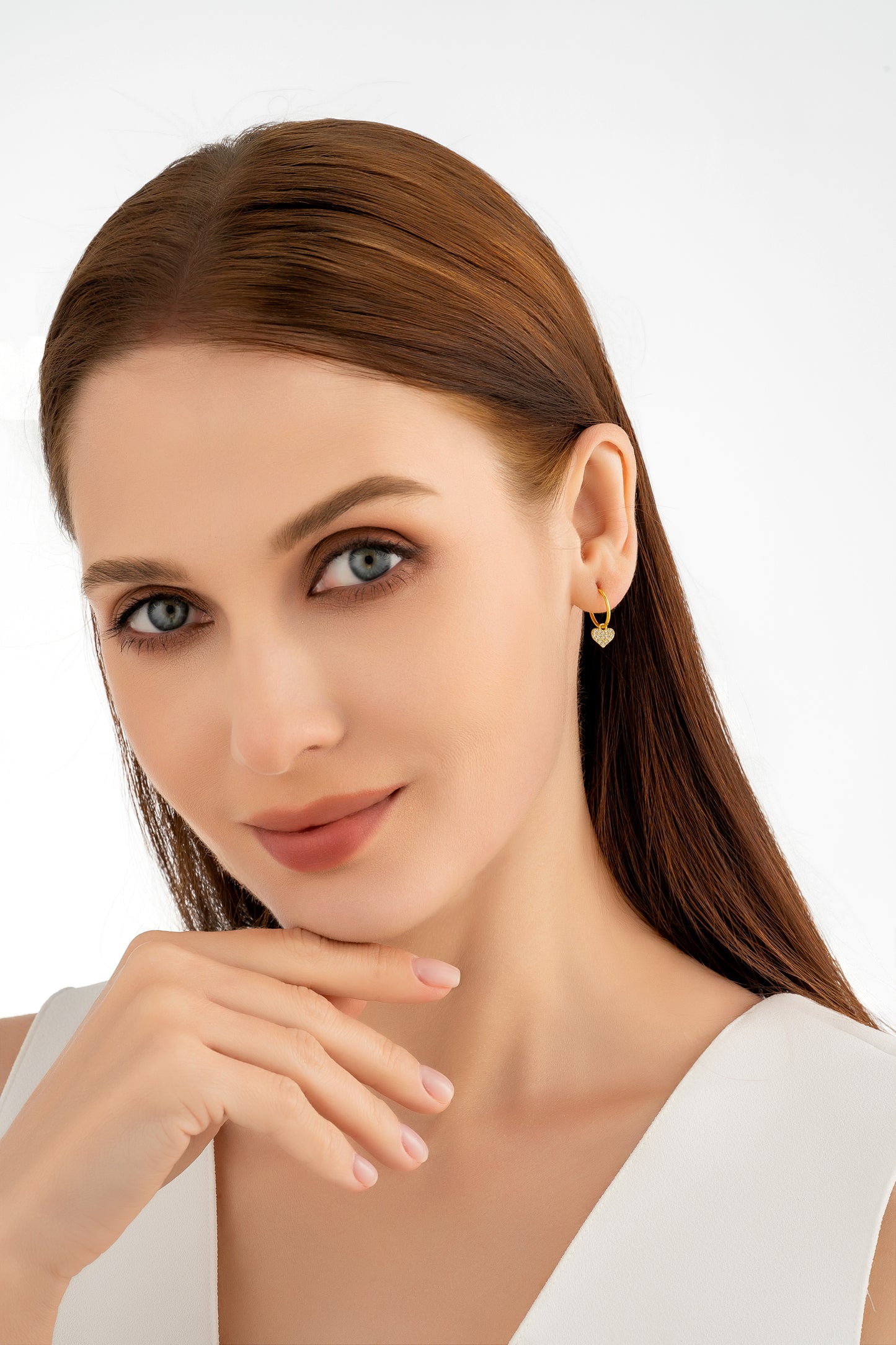 Gold Heart Charm Earrings