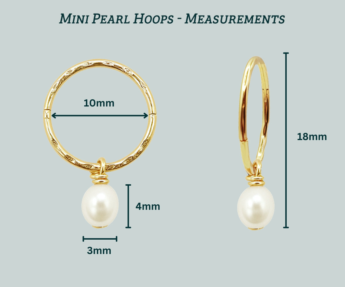 Gold Mini Pearl Hoops (10mm)