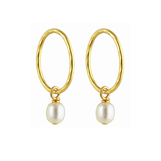 Gold Mini Pearl Hoops (10mm)
