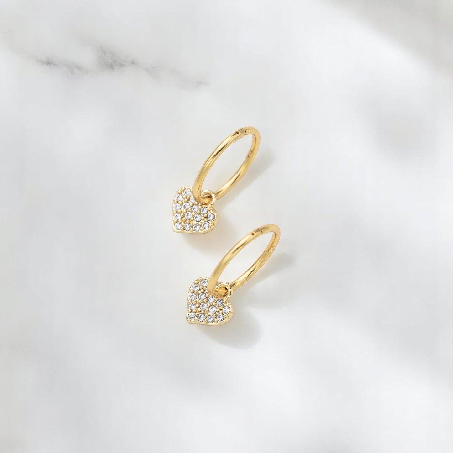 Gold Heart Charm Earrings