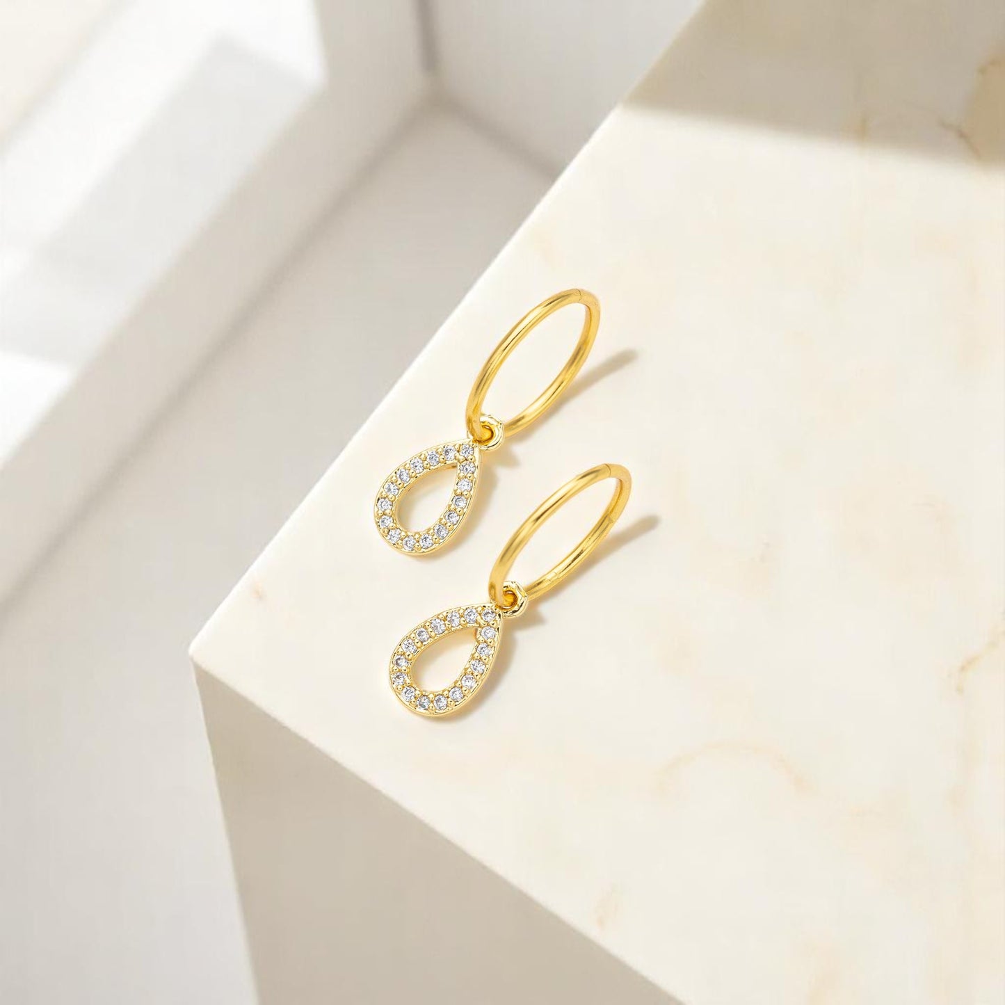 Gold Waterdrop Charm Earrings
