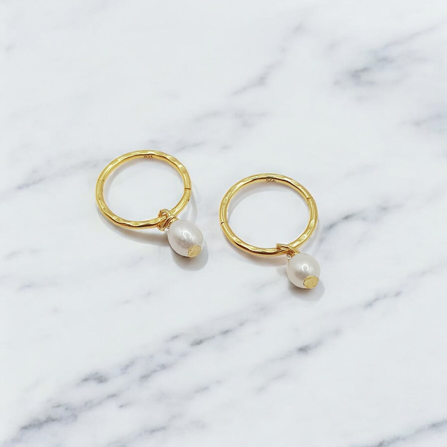 Gold Mini Pearl Hoops (10mm)