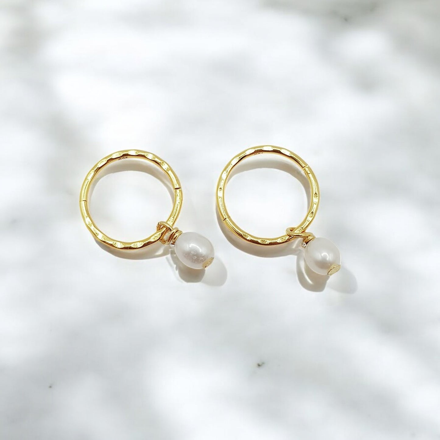 Gold Mini Pearl Hoops (10mm)