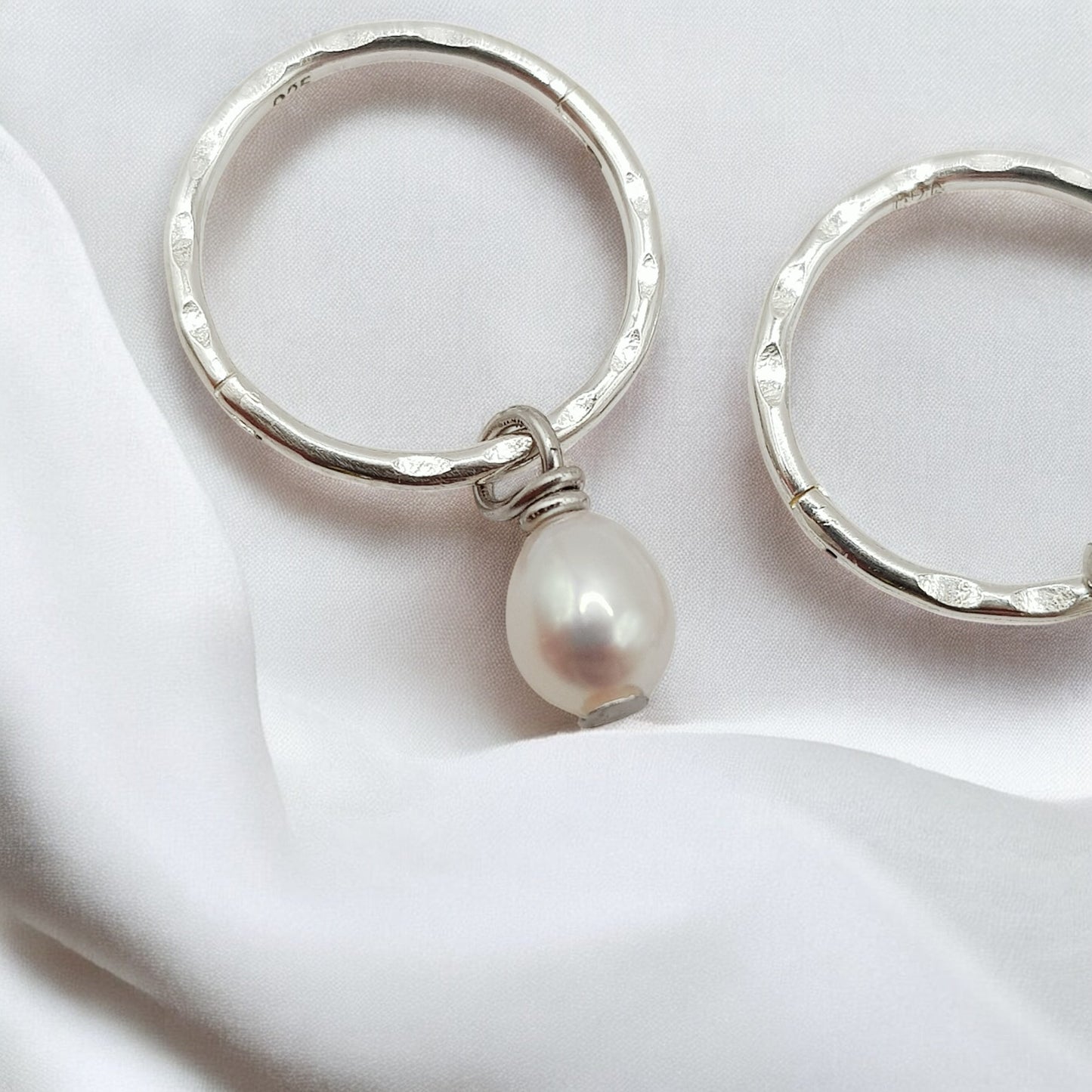 Silver Mini Pearl Hoops (10mm)