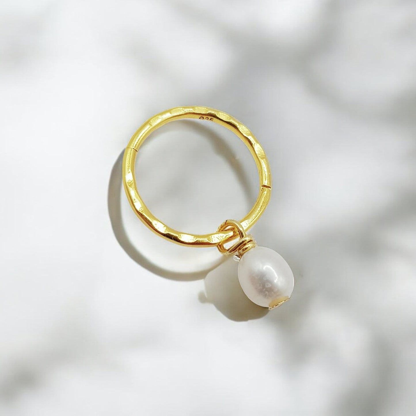 Gold Mini Pearl Hoops (10mm)