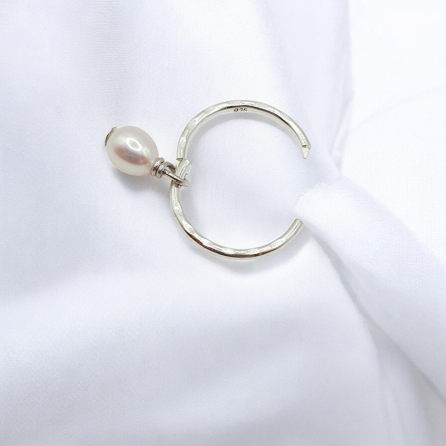 Silver Mini Pearl Hoops (10mm)