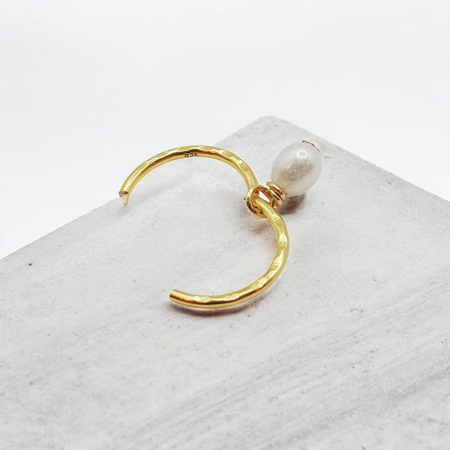 Gold Mini Pearl Hoops (10mm)