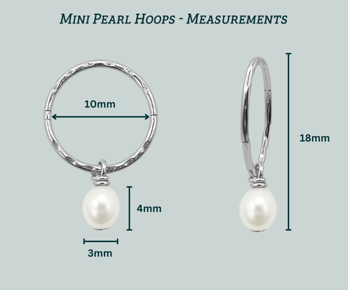 Silver Mini Pearl Hoops (10mm)