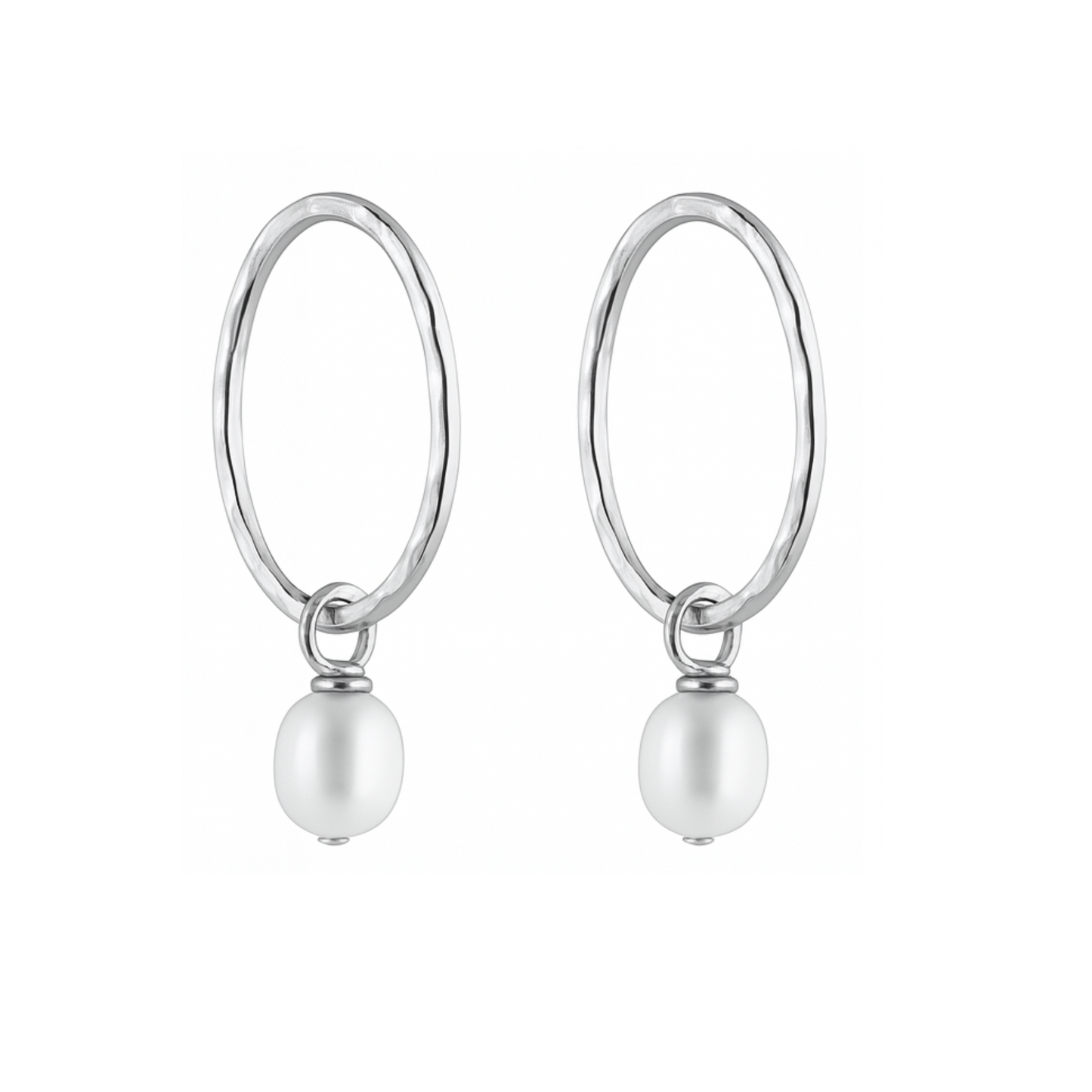 Silver Mini Pearl Hoops (10mm)