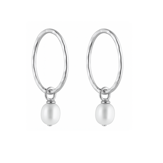 Silver Mini Pearl Hoops (10mm)