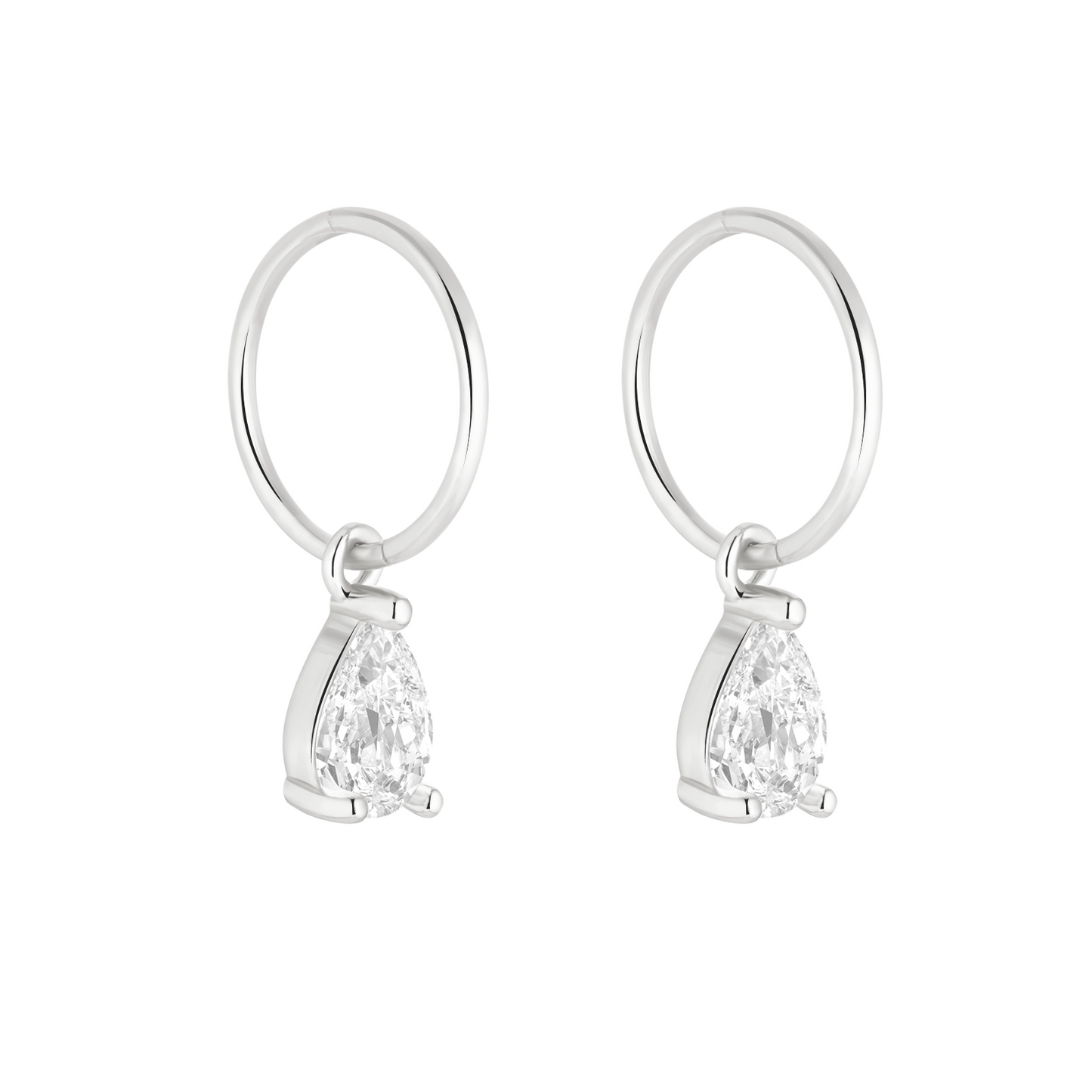Silver Pear CZ Charm Earrings