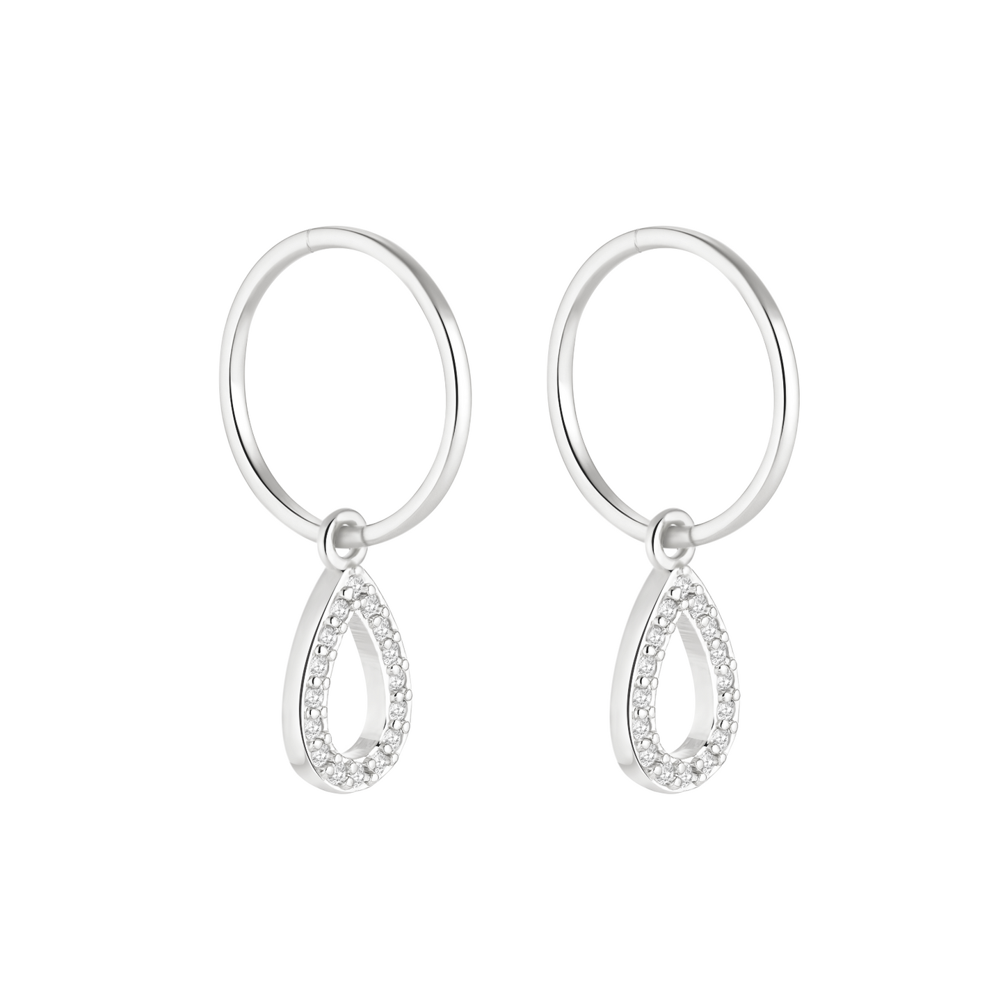 Silver Waterdrop Charm Earrings