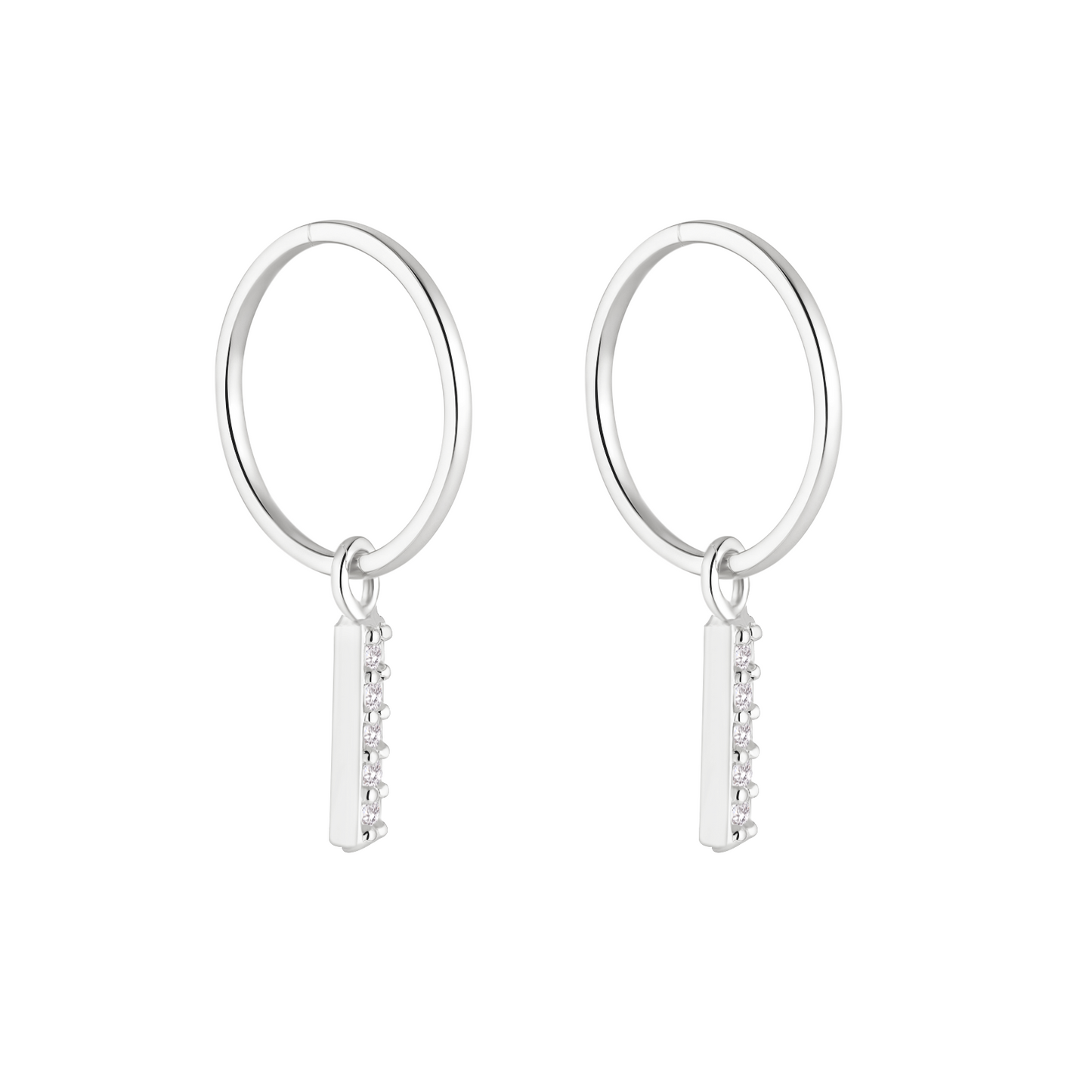 Silver Sparkle Bar Charm Earrings