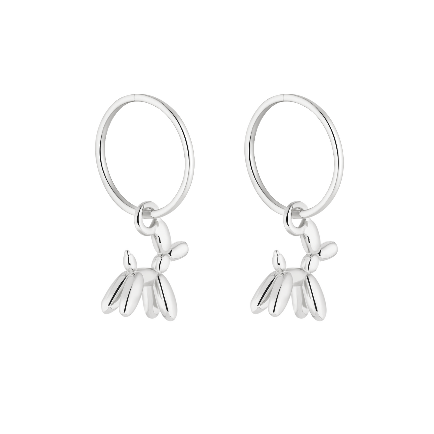 Silver Bubble Dog Charm Earrings