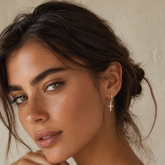 Silver Cross Charm Earrings