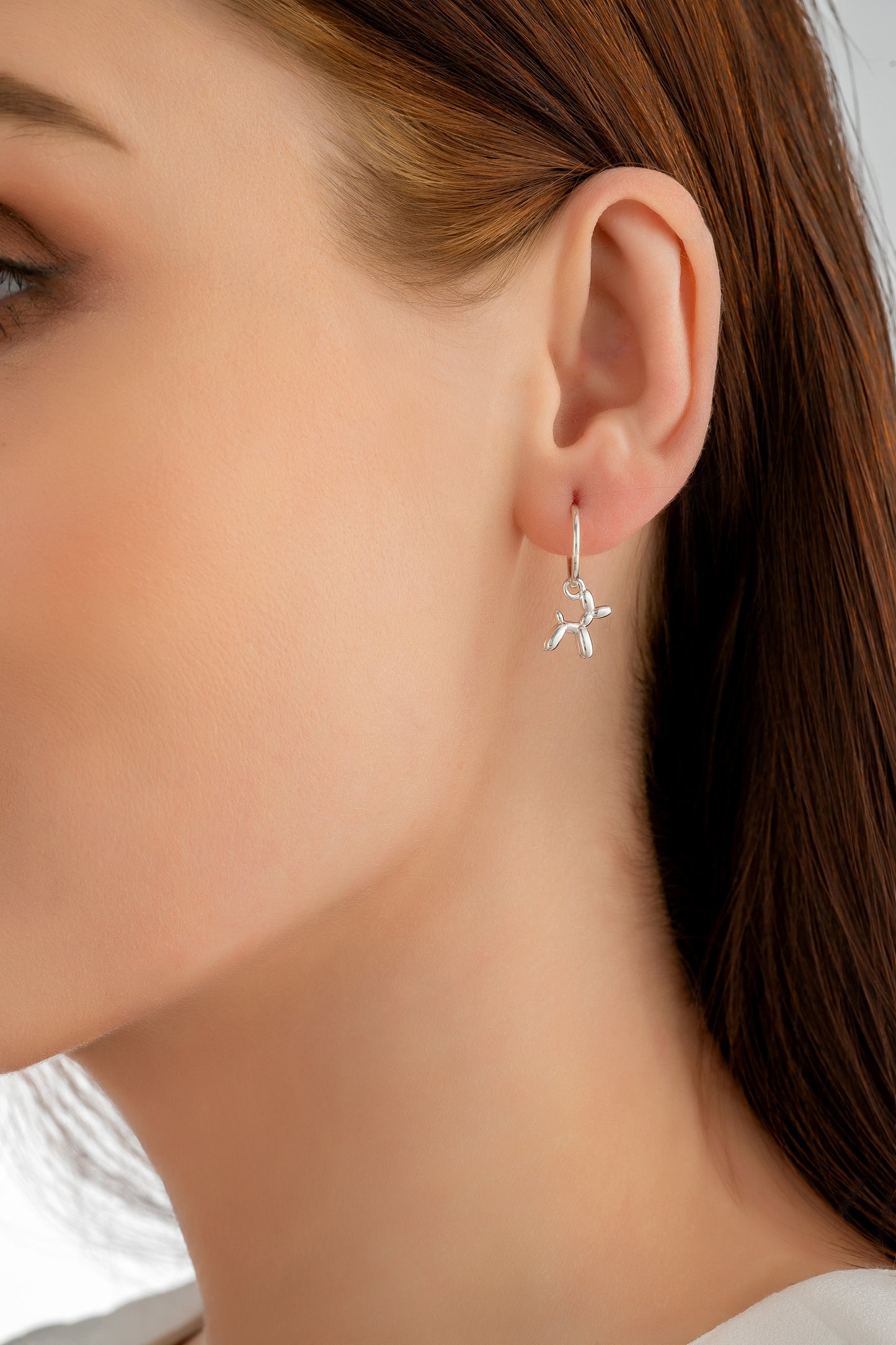 Silver Bubble Dog Charm Earrings