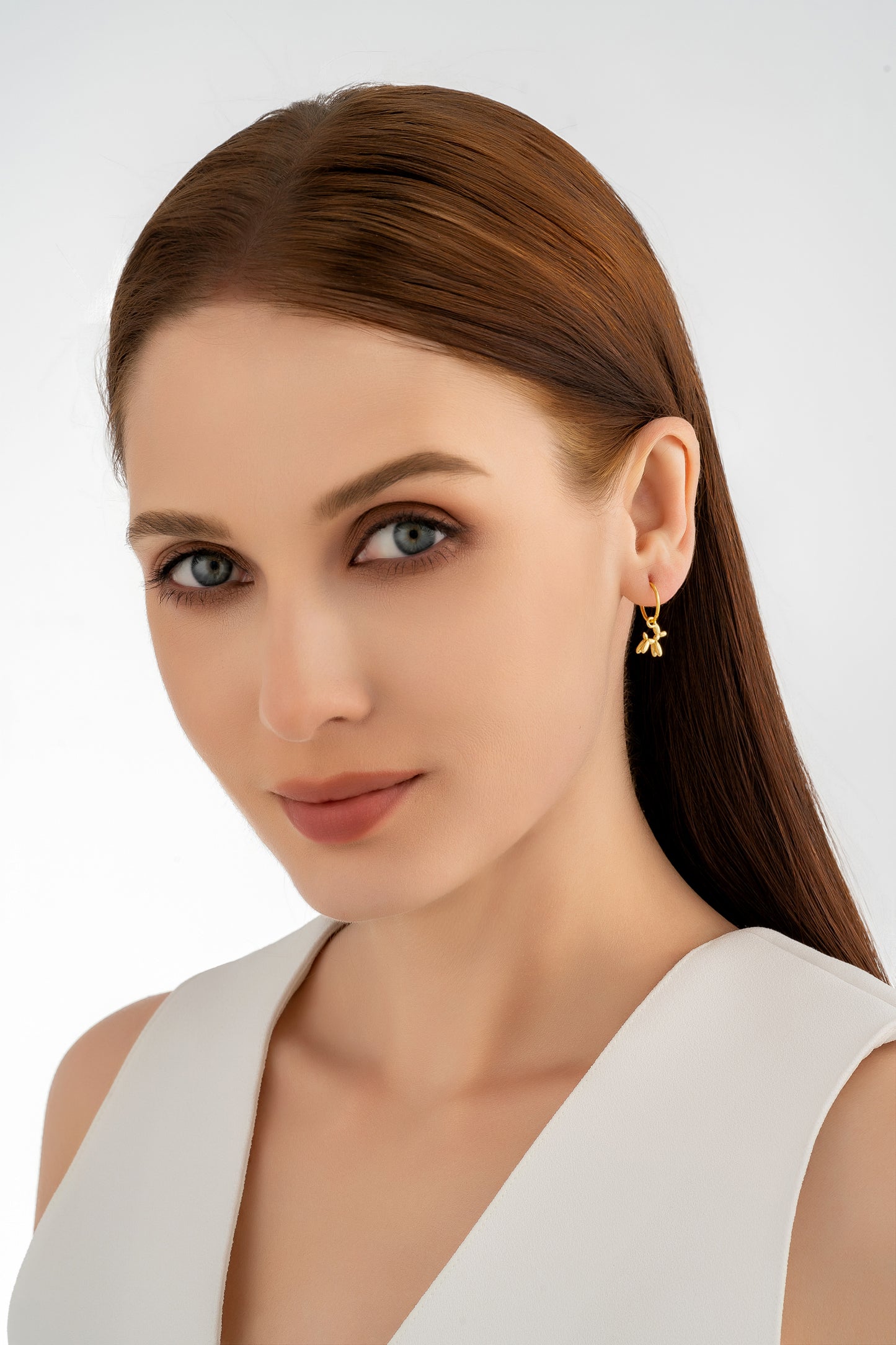 Gold Bubble Dog Charm Earrings