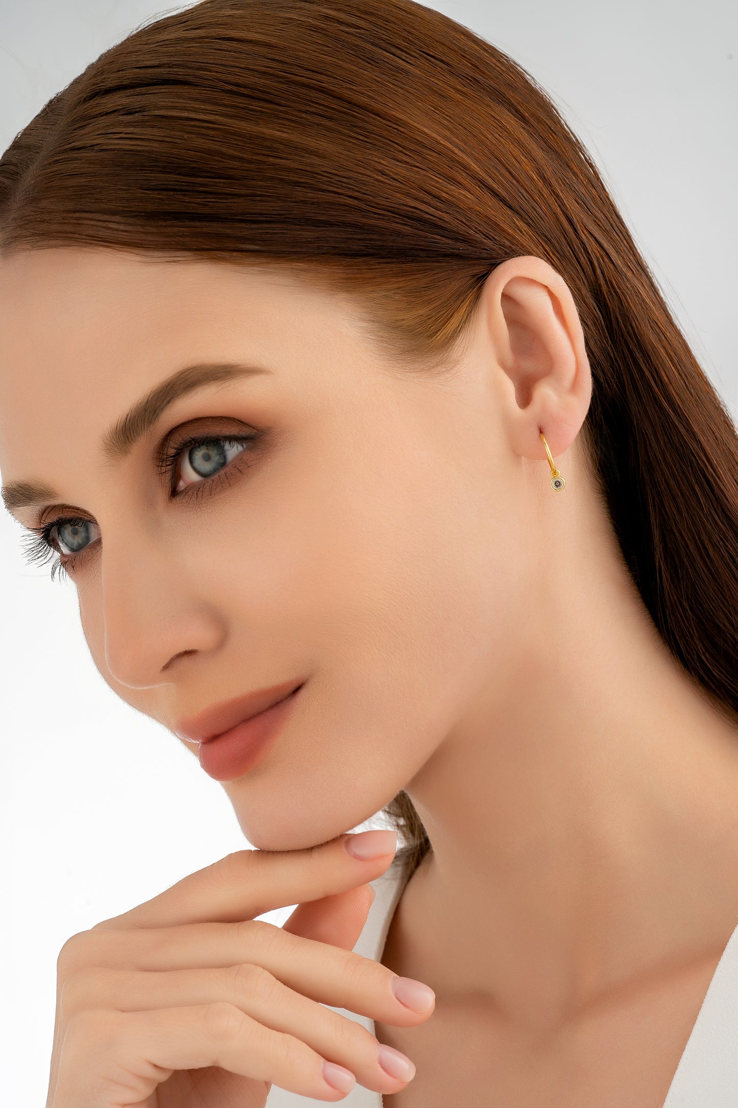 Gold Round Zirconia Charm Earrings