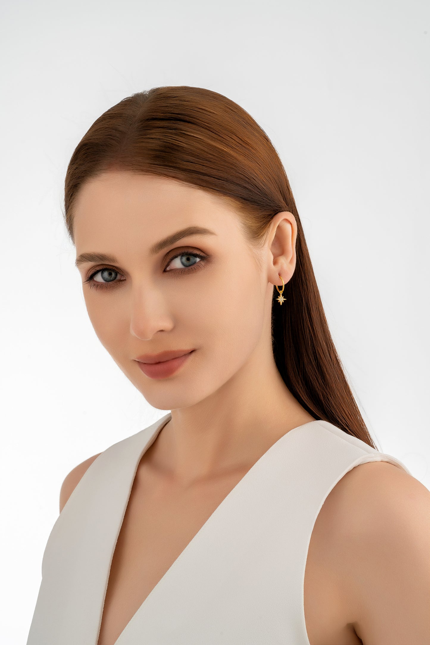 Gold Starburst Charm Earrings