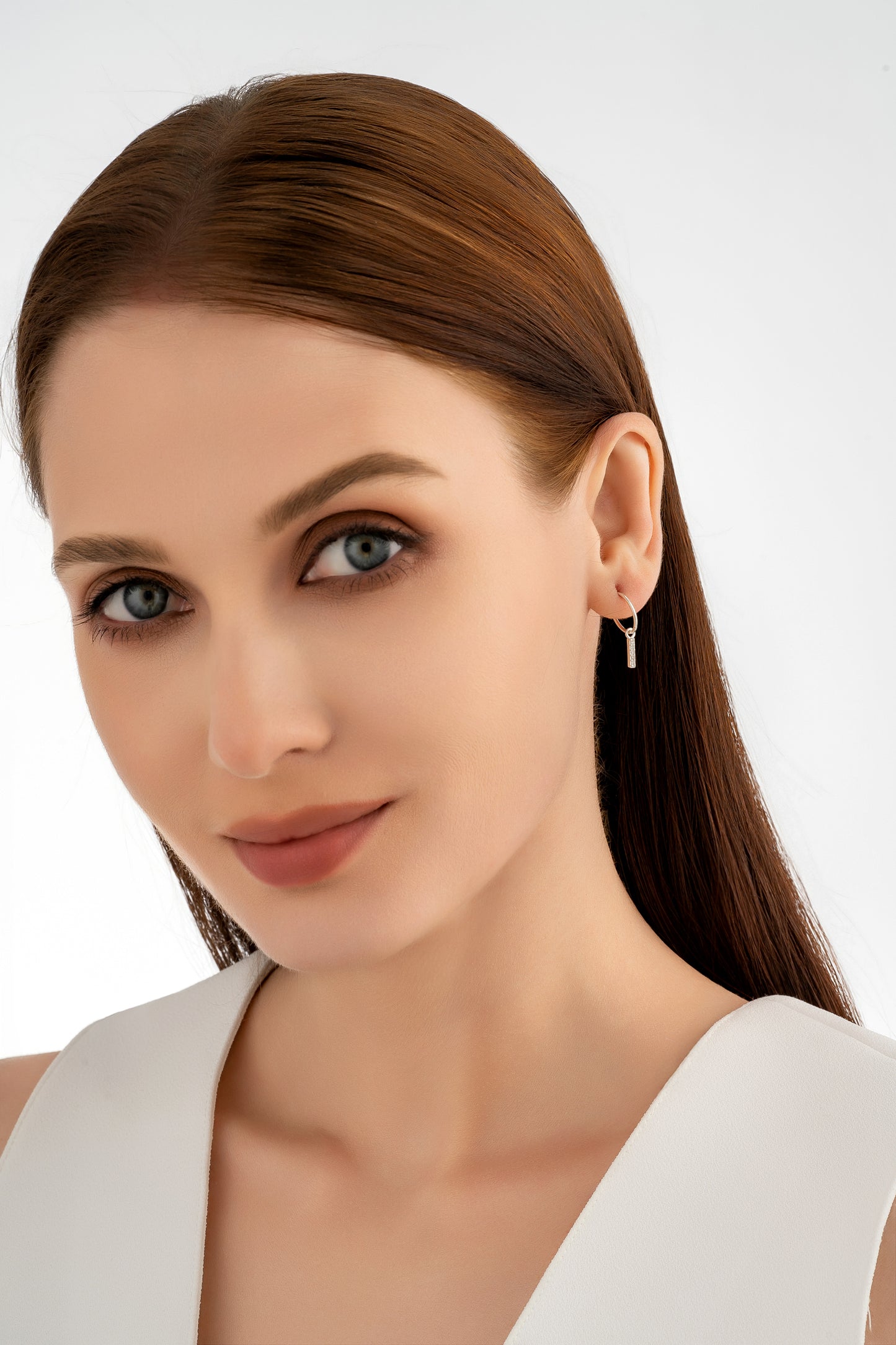 Silver Sparkle Bar Charm Earrings