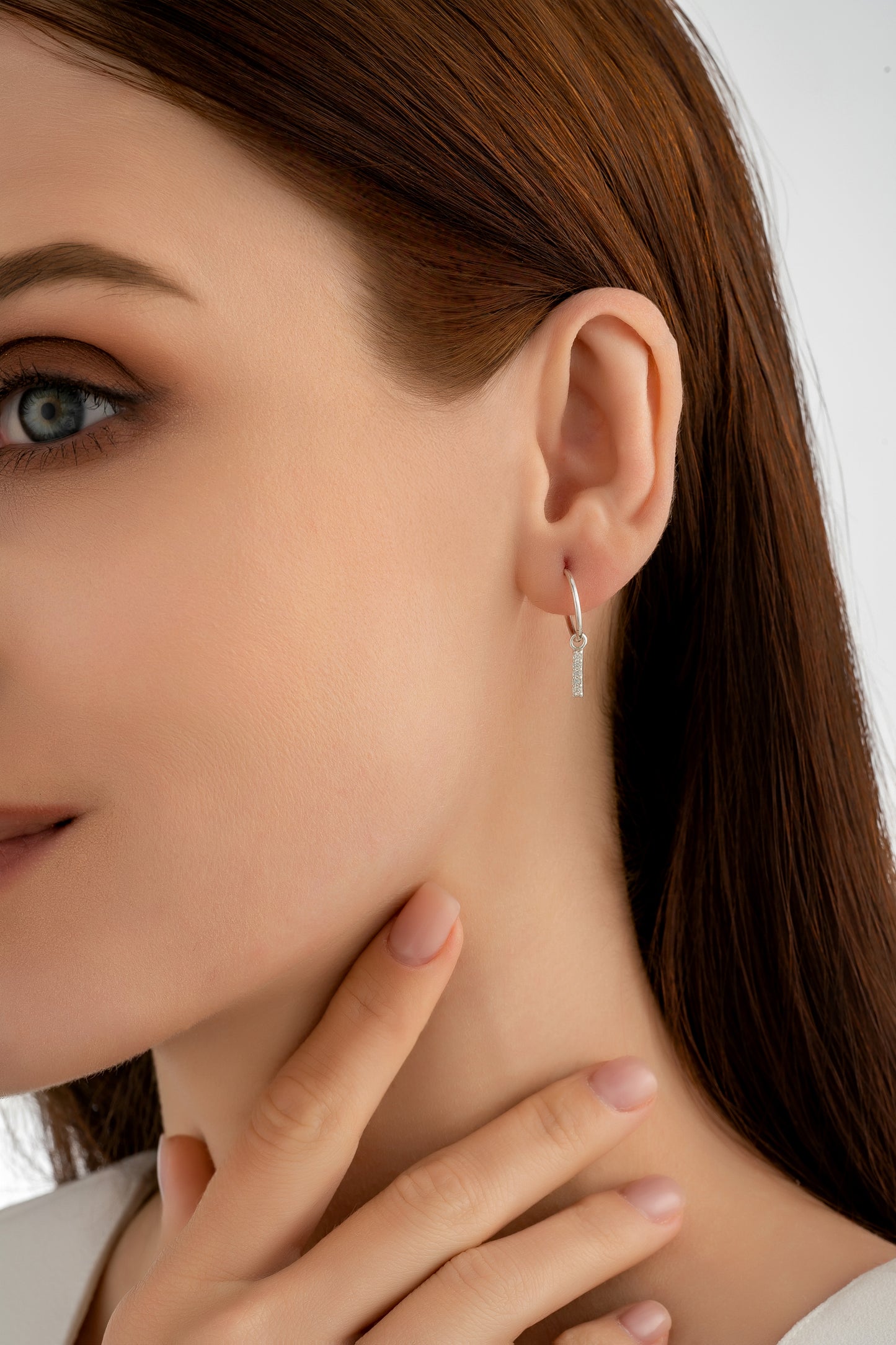 Silver Sparkle Bar Charm Earrings