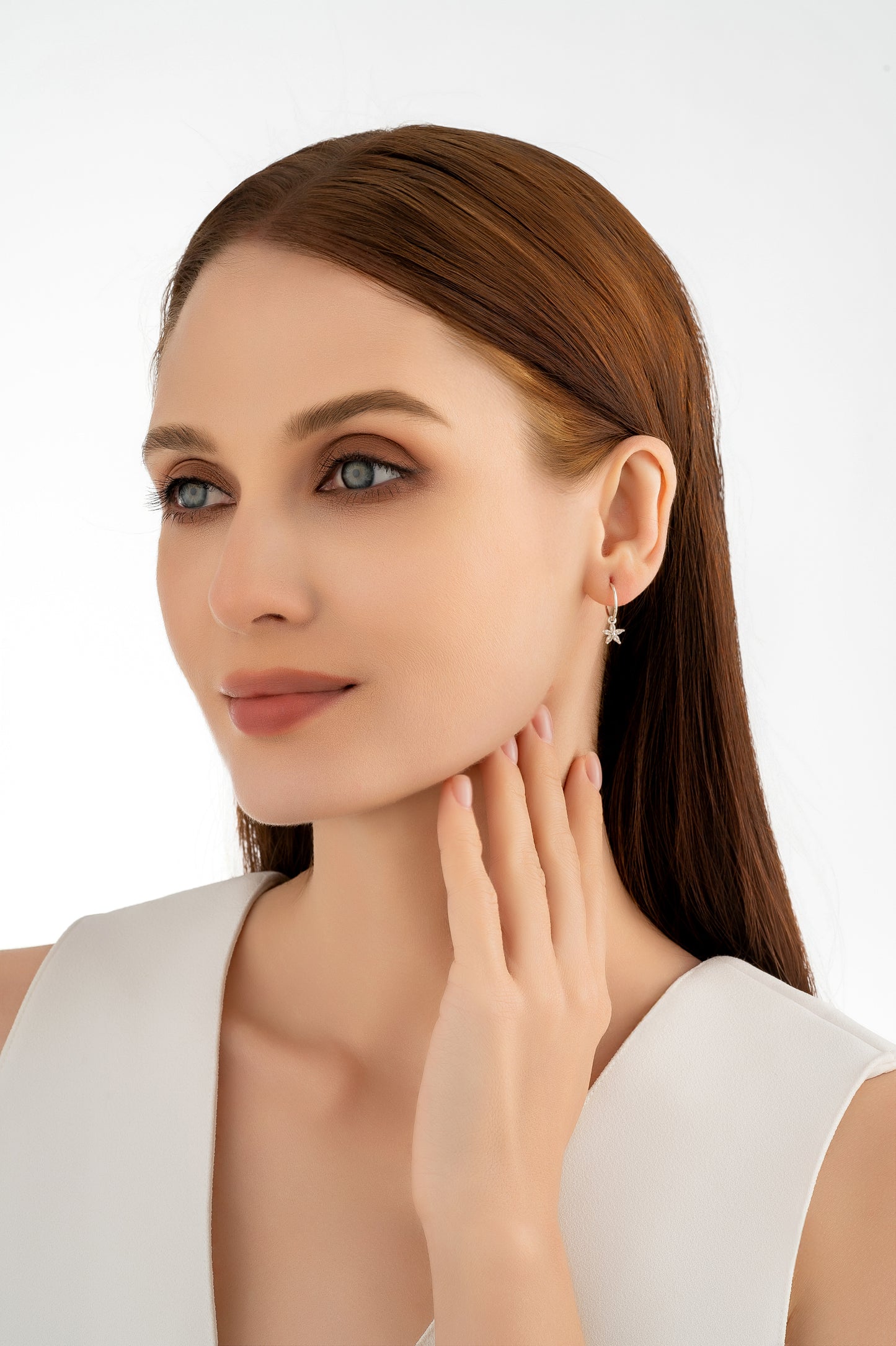 Silver Flower Charm Earrings