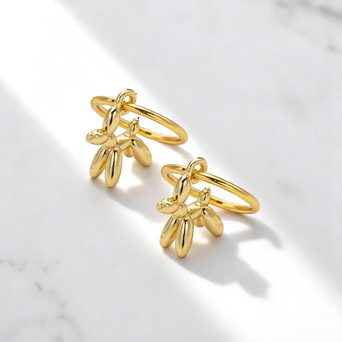 Gold Bubble Dog Charm Earrings