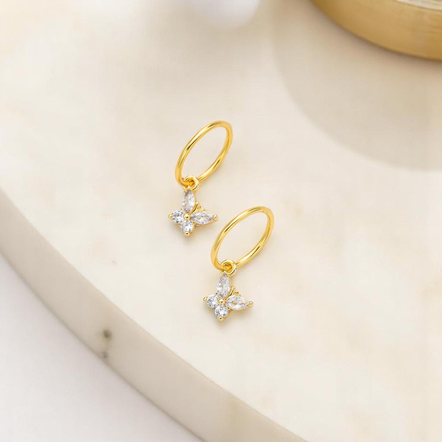 Gold Butterfly Charm Earrings
