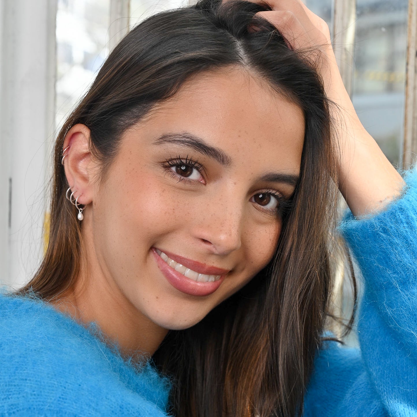 Silver Mini Pearl Hoops (10mm)